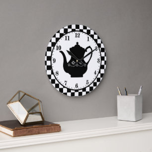 mignon Country coffee pot word art Grande horloge