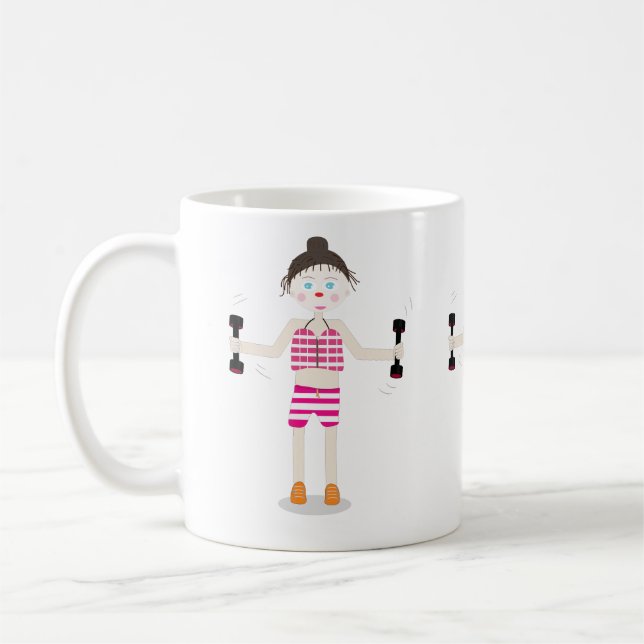 mignon dessin animé exercice fille mug (Gauche)