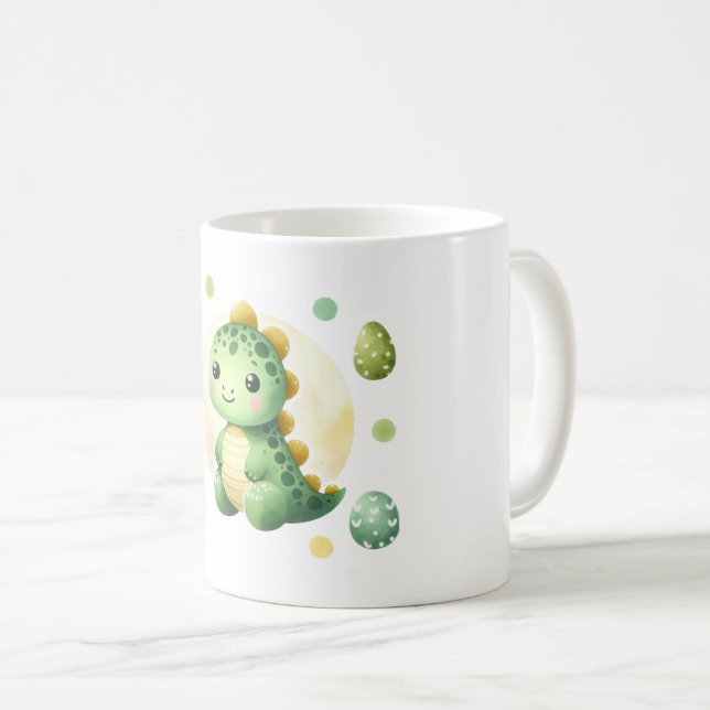 mignon et adorable tasse de dinosaure vert (Devant droit)