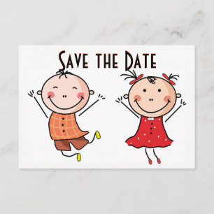 Mignon faire-part de date de mariage en bonhomme a
