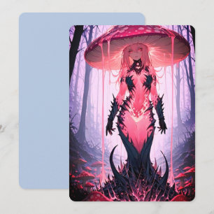 Mignon fille champignon. Carte d'invitation Hallow