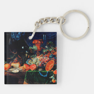 Mignon - Fruits and Oysters, fine art painting Keychain