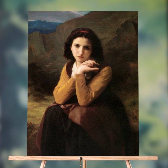 Mignon Innocence of Adolescent Girl, Bouguereau  Acrylic Sign (Neutral)