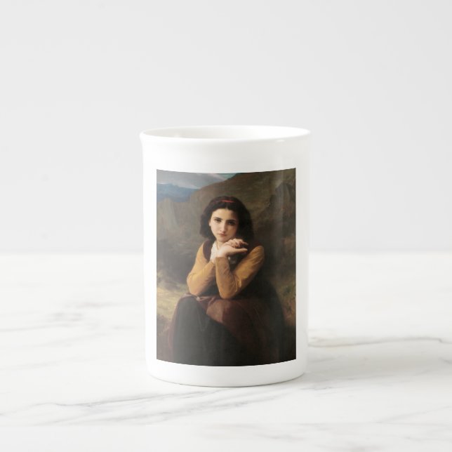 Mignon Innocence of Adolescent Girl, Bouguereau  Bone China Mug (Front)