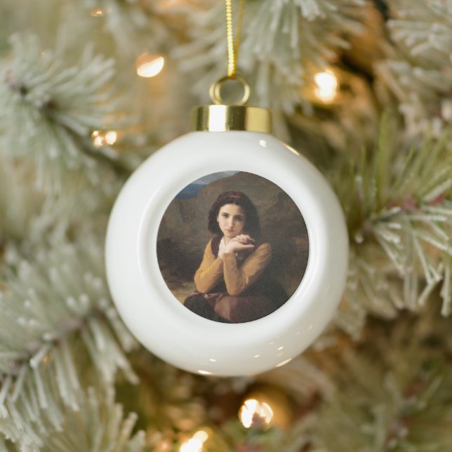 Mignon Innocence of Adolescent Girl, Bouguereau  Ceramic Ball Christmas Ornament (Tree)