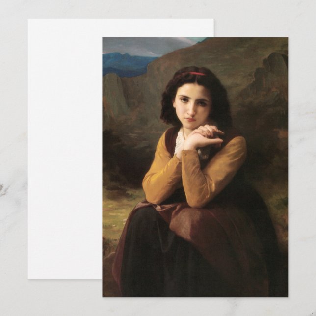 Mignon Innocence of Adolescent Girl, Bouguereau  Holiday Card (Front/Back)