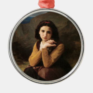 Mignon Innocence of Adolescent Girl, Bouguereau Metal Ornament