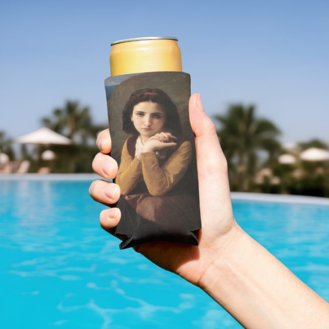 Mignon Innocence of Adolescent Girl, Bouguereau  Seltzer Can Cooler (In Situ Pool)