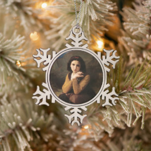 Mignon Innocence of Adolescent Girl, Bouguereau Snowflake Pewter Christmas Ornament