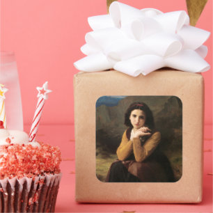 Mignon Innocence of Adolescent Girl, Bouguereau  Square Sticker
