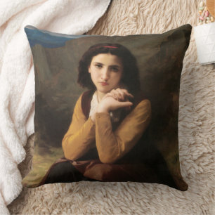 Mignon Innocence of Adolescent Girl, Bouguereau Throw Pillow