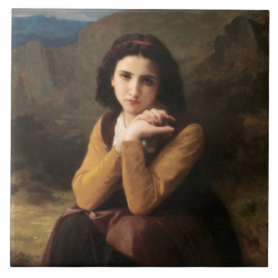 Mignon Innocence of Adolescent Girl, Bouguereau  Tile