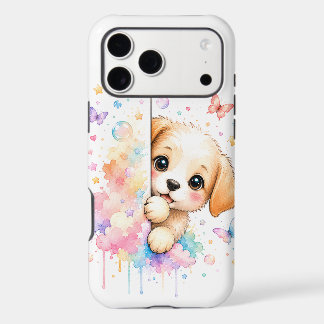 Mignon Kawaii Chiot Qui Regarde Derrière Des Nuage