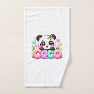 Mignon Kawaii Coco Panda Nom Pastel Rose Étincelan