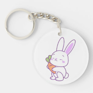 Mignon Kawaii Pastel Violet Lapin Carotte Acryliqu