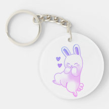 Mignon Kawaii Pastel Violet Lapin Rieur en Acryliq
