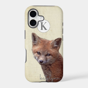 Mignon Monogramme de Renardeau Bébé Fox Jaune Cach