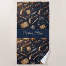 Mignon motif d'aventure pirate Serviette de bain