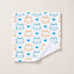 Mignon motif de visages de chat bleu et orange Kaw