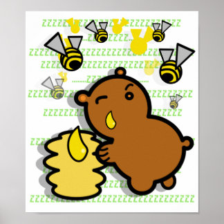 mignon ours au miel avec affiche d'abeilles - 2