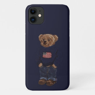 Mignon ours en peluche bleu marine Coque iPhone 11
