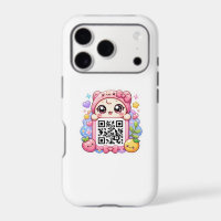 Mignon personnage de code QR rose Kawaii Floral Pa