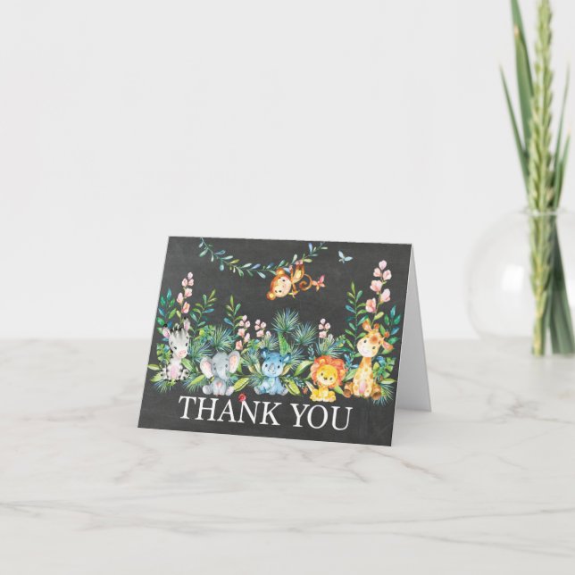 Mignon Safari Jungle Baby shower Merci Note (Devant)