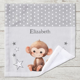 Mignon singe ajouter nom pois étoiles gris