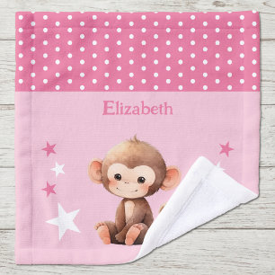 Mignon singe ajouter nom pois étoiles rose