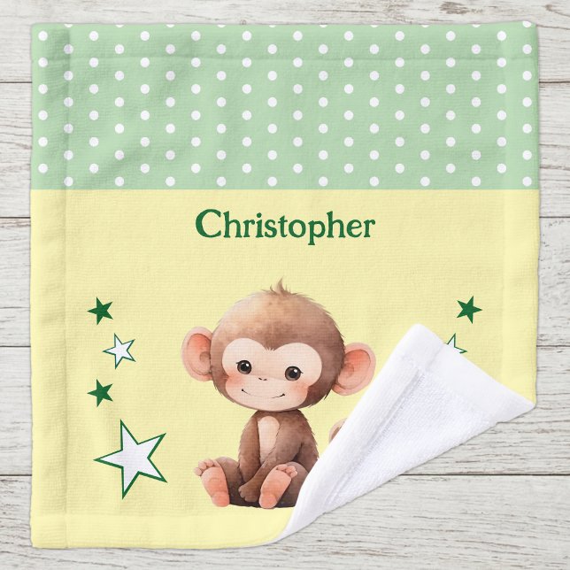 Mignon singe ajouter nom pois étoiles vert (Créateur téléchargé)