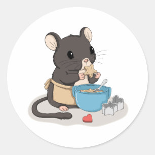 Mignon Souris Cuisant des Biscuits Autocollant Ani