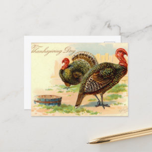 mignon Thanksgiving Holiday dinde vintage Carte po