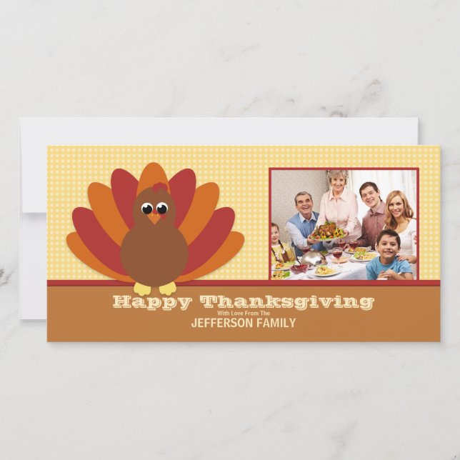 Mignon Turquie Thanksgiving Carte photo familial (Devant)