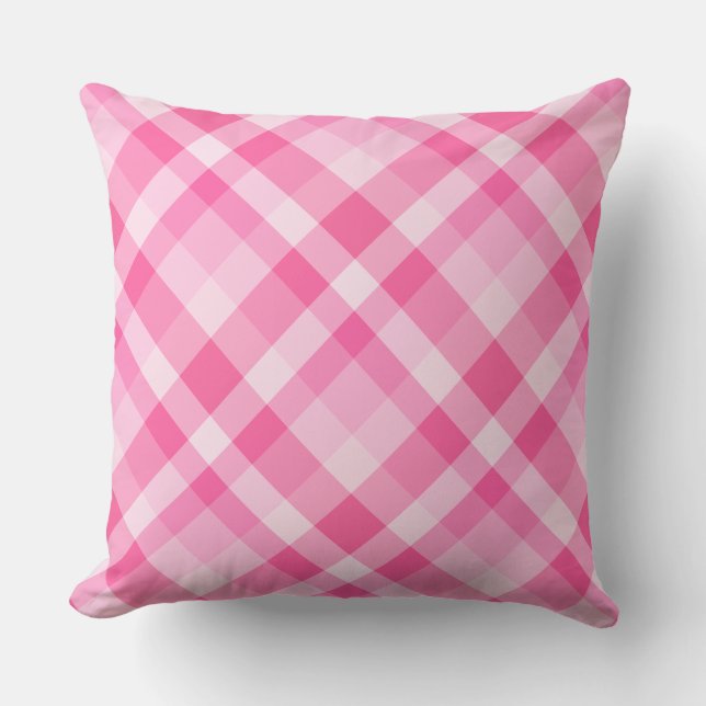 Mignonette Rosy Plaid Motif Grand Jeu Oreiller (Recto)