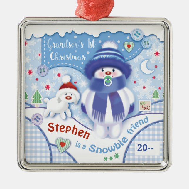 Mignonne 1er ornement de Noël pour grand-fils (Devant)