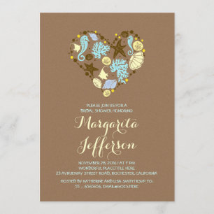 mignonne amour coeur plage nuptiale invitations