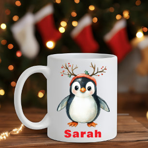 Mignonne Antlers Penguin Fête Café Mug