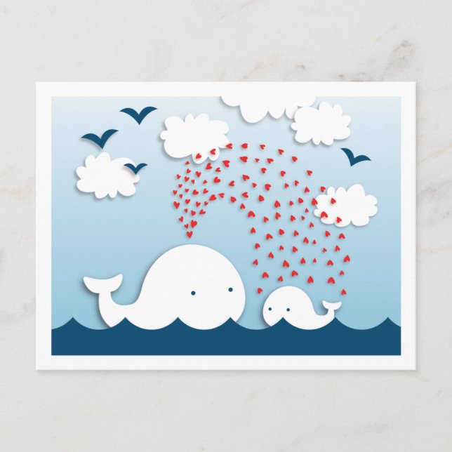 Mignonne baleines blanches Words Conseil Carte pos (Devant)