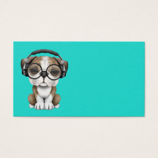 Mignonne Bulldog Chiot Dj Portant Un Casque