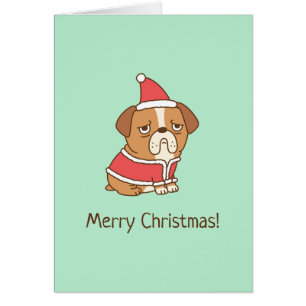 Mignonne Bulldog Père Noël Joyeux voeux de Noël