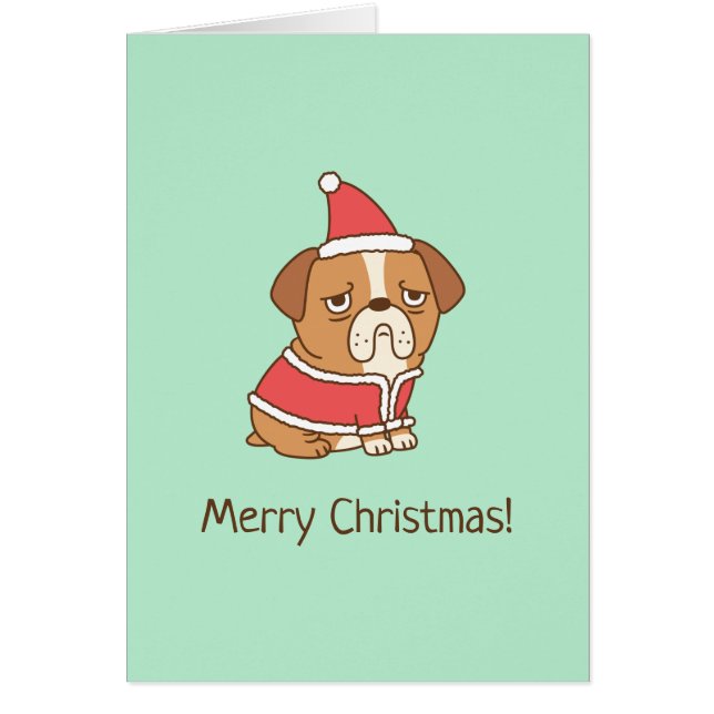 Mignonne Bulldog Père Noël Joyeux voeux de Noël (Devant)