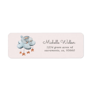 Mignonne Bunny Cloud Stars Retourner Adresse Étiqu