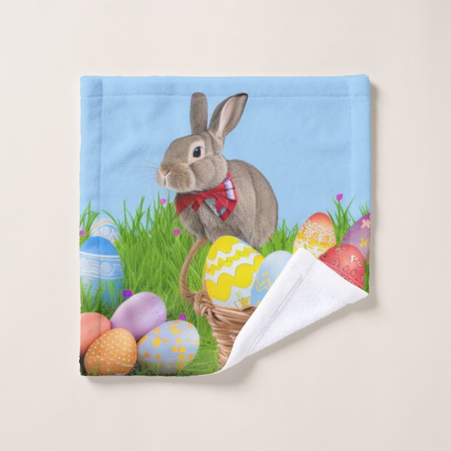 Mignonne Bunnyfor Pâques pour une humeur positive (Gant de toilette)
