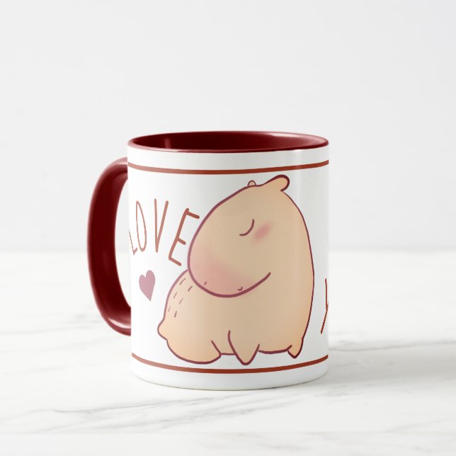 Mignonne capybara rouge Mug à deux tons (Devant gauche)