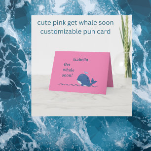 mignonne carte de baleine rose bientôt pun
