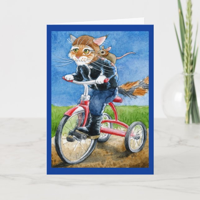 Mignonne chat vélo gang accueil ou carte blanche (Devant)