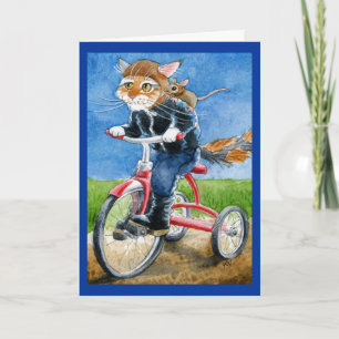Mignonne chat vélo gang accueil ou carte blanche