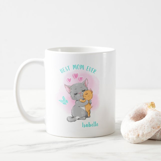 Mignonne chatte maman tasse, meilleur mamie tasses (Avec donut)