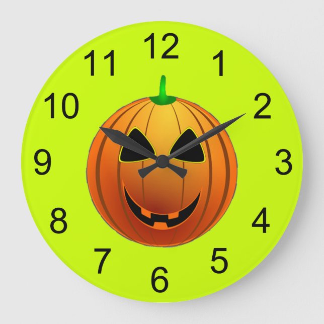 Mignonne Citrouille Sourire Horloge murale Hallowe (Recto)