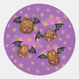 Mignonne, cousue chauve-souris autocollants ronds
